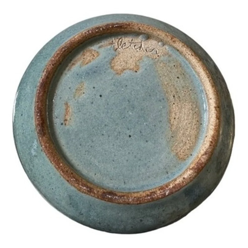 Unique Handcrafted Blue Glazed Ceramic Pottery Lid Bowl Bean Pot Artist Signed 7
